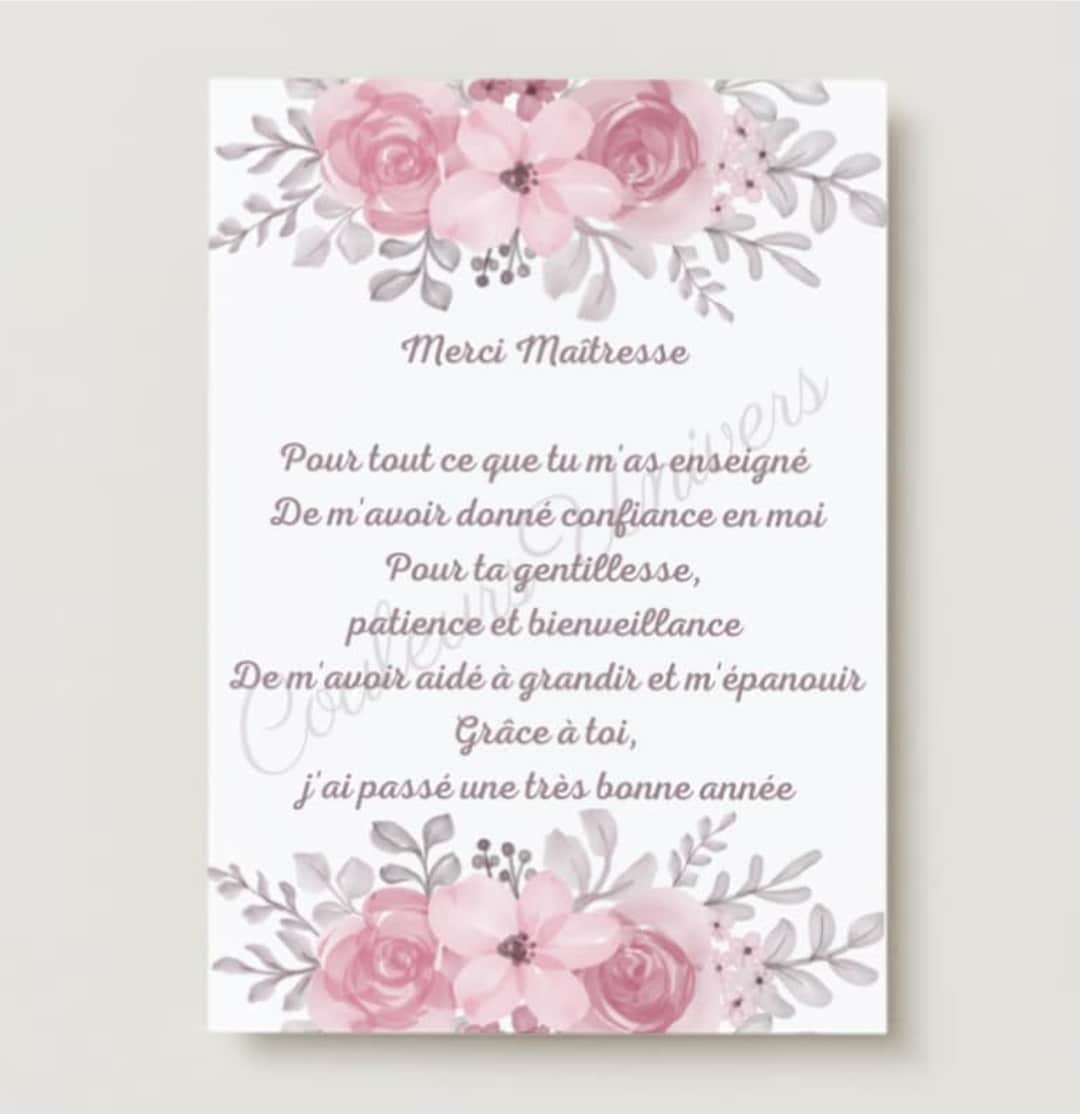 Affiche Maîtresse Poème Maîtresse Cadeau Maîtresse Etsy Canada