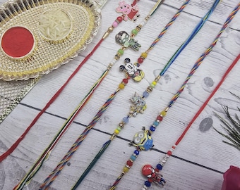 Cartoon Rakhis Kids Raksha Bandhan Colourful Thread For Brothers Love Handmade Indian Rakhri Hindu Festival Rakhadi Sister Protection Gift