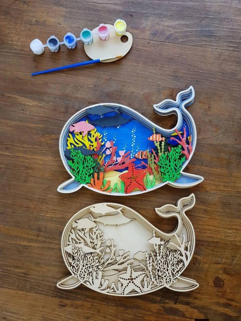Whale Layered Svg File, Laser Cut Files for Cnc and Laser, Glowforge ...
