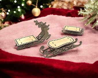 Déco De Table De Noël Acrylique - Père Noël Et Renne - 3