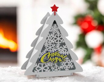 3D Layered Christmas Tree Gift Box SVG | Laser Cut Festive Holiday Decor (DXF Files)