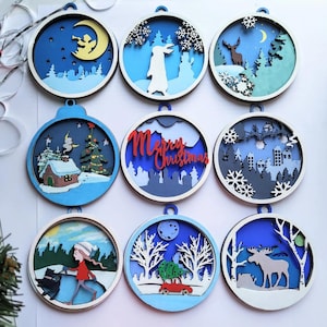 Archivos de Navidad, bolas de árbol, bolas de Navidad 3D, archivos de árbol de Navidad, archivos de adornos, archivos SVG, archivos SVG 3D, archivos SVG en capas, Cricut