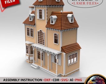 Fantasy Dollhouse 3D Laser Cut Files | Victorian Fairy House SVG DXF | Glowforge Miniature Doll House Kit | Magical Layered Dollhouse Plans