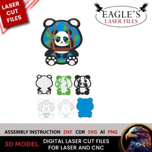 Meerlaags lasergesneden bestand schattige teddybeer 6 lagen 25 x 19 cm svg-bestanden, lightburn-bestanden, glowforge-bestanden