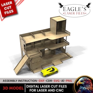 Lasergesneden bestanden parkeren 4 mm 676 x 634 x 572 mm lasergesneden bestanden, bestanden, lightburn-bestanden, xtool-laserbestanden, CNC-snijbestanden Cricut