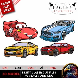 Layered Cars Svg Pack Layered 3D Laser Cutting Files, Multi layer cars files, modified racing cars files, Laser cars files, Decorative files