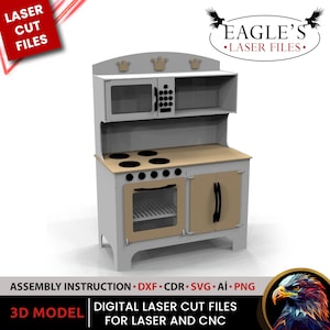 Fichiers de découpe laser Fichiers de cuisine de jeu dimension 100 cm x 70 cm x 35 cm d'épaisseur Fichiers découpés au laser de 6 et 3 mm, fichiers svg, fichiers Lightburn