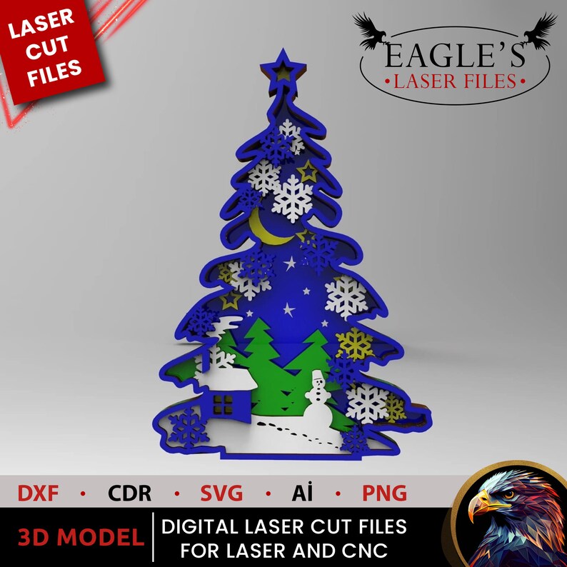 Christmas Laser Cut Files Layered New Year Files 5 Layers 3mm Painting