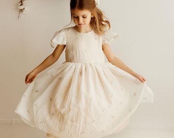 Vestido Lilian Girls Ivory Batiste Flower: Encaje estilo boho vintage