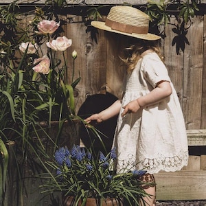 Cari Girls Boho Dress | Lace & Muslin Vintage Dresses For Children | Bohemian Natural Clothing | Kids Little Retro Fashion