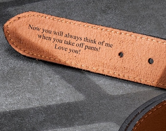 Customizable Belt for Him Fun Gift Idea, Leather Belt for Anniversary, Unique Boyfriend Gift, Valentines Day Gift for Husband, Engrave Text