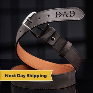 Cinturón de cuero personalizable para el Día del Padre: ¡Regalo personalizado para papá! Diseño elegante y clásico. Accesorio casual para hombre.