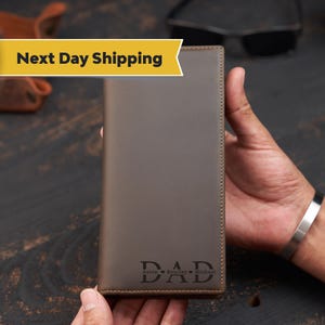 Cartera larga personalizable de piel auténtica, un regalo elegante para ella/él, cartera larga de piel, cartera larga para hombre con múltiples compartimentos.