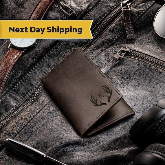 Customizable Leather Trifold Wallet Handmade Leather Wallet, Leather Trifold Wallet Present for Employee Christmas, Multi-department Wallet