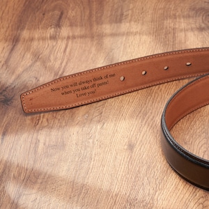 Customizable Dress Belt, Full Grain Leather Belt for Wedding & Anniversary, Romantic Gift for Boyfriend, Fathers Day Gift for Husband image 4
