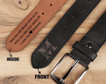 Now You Will Always Think of Me Leather Belt, Personalized Gift for Boyfriend, Engraved Belt, Anniversary Gift for Him, Father’s Day Gift