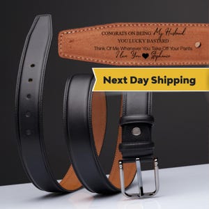 Regalo de aniversario personalizado para él: cinturón de cuero genuino de grano completo, regalo personalizado para el día del padre para el esposo, recuerdo único para el novio