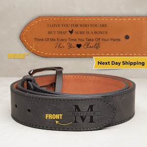 Ceinture personnalisable pour lui, idée cadeau amusante, ceinture en cuir pour anniversaire, cadeau unique pour petit ami, cadeau de fête des pères pour mari, texte à graver