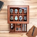 6/8/12 Slots Watch Box Display with or without Drawer - Luxury PU Leather Men’s Watch Case, Jewelry Watch Box Display and Storage