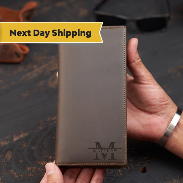 Customizable Genuine Leather Long Wallet,  Stylish Present Idea for Her/Him, Long Leather Wallet,  Men's Long Wallet Multiple Compartments