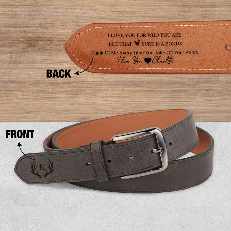 Customizable Belt for Him Fun Gift Idea, Leather Belt for Anniversary, Unique Boyfriend Gift, Fathers Day Gift for Husband, Engrave Text immagine 7