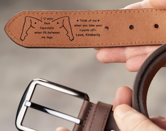 I Love Your Face Leather Belt – Custom Engraved Funny Gift for Husband, Boyfriend – Anniversary & Valentine’s Day Gift