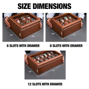 Multiple Slots Luxury PU Leather Watch Box for Men With Drawer, Watch ...