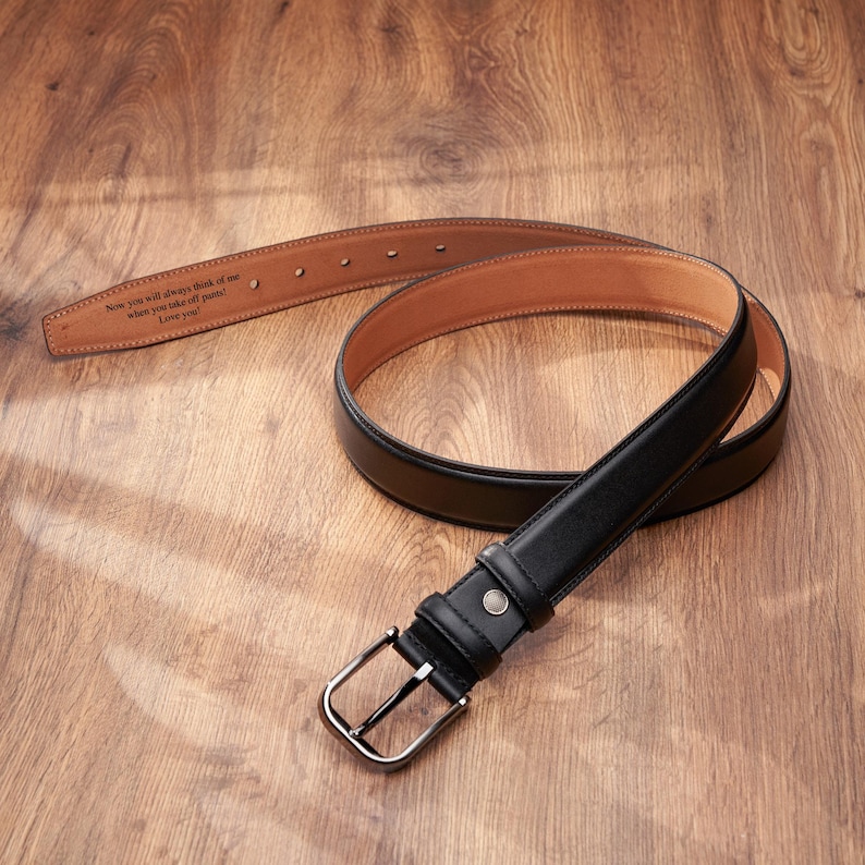 Customizable Dress Belt, Full Grain Leather Belt for Wedding & Anniversary, Romantic Gift for Boyfriend, Fathers Day Gift for Husband image 10