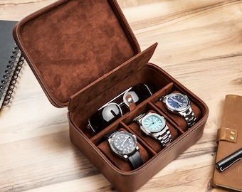 Luxury Quality PU Leather Watch Case, Watch Box, Men's Watch Case, Father's Day Gift, Birthday Gift, Anniversary Gift. Gift Box Included
