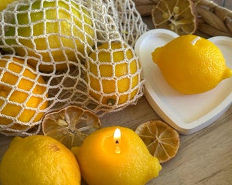 Realistic Lemon Candle-Handmade Citrus Candle-Summer Kitchen Decor-Candle Gift