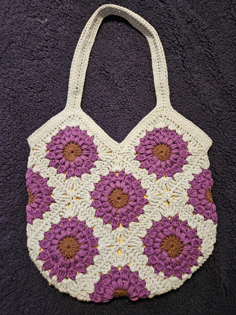 Crochet Tote Bag, Flower Granny Square Etsy