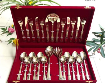 27 Piece Brass Cutlery Set | Royal Dining | Gift Ideas | Sustainable stylish homes