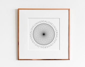 Toroid with Universal Love Text Art Print  | Coloring Art | Geometric Design | Technical Illustration