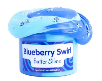 Blueberry Swirl Butter Slime - Blueberry Scented Slime - Soft Slime - Imagination Harvest - Slime Shop