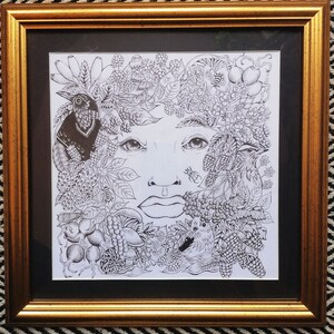Wild women - berries - forest - print - illustration - fine art - square