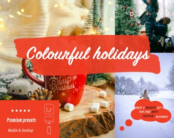 9 färgglada JULSTÄMNING Lightroom-förinställningar för mobil och dator | Vinterhelgfilter för bloggare, Instagram | Livfullt och dynamiskt