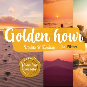8 Golden hour Lightroom presets sunset filters Instagram golden presets  yellow filters for mobile Lightroom desktop dreamy sunset