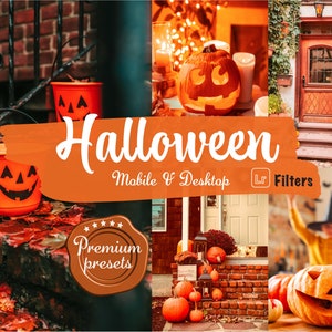 10 Halloween-presets Lightroom-pompoenfilters Instagram herfstpresets voor mobiel lightroom desktop-preset oranje filter voor pinterest