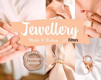 9 Jewelry Lightroom presets product filters Instagram jewellery preset  gold bling filters for mobile desktop Lightroom presets necklace