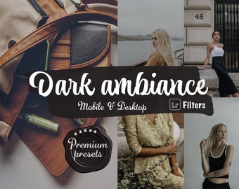 9 Dark moody Lightroom presets for mobile filters for desktop dark tones cinematic style presets for Influencer instagram  and Pinterest