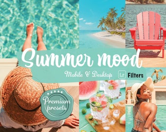 7+1 Summer mood Lightroom presets for mobile desktop Summertime filters for Instagram luxury vacation presets for  beach filters blog