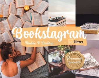 10 Bookstagram-förinställningar, Lightroom-bokfilter, Instagram-förinställningar för vintageböcker för mobil, Lightroom-förinställning för skrivbord, boklig för Pinterest