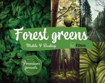 8 skogsgröna Lightroom-förinställningar för mobil, skrivbord, mörkgröna filter, Instagram, naturfilter, jordnära djupgröna förinställningar, Pinterest