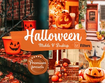 10 Halloween-förinställningar, Lightroom-pumpafilter, Instagram-höstförinställningar för mobil, Lightroom-förinställning för skrivbord, orange filter för Pinterest