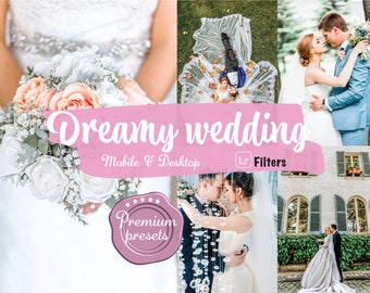 8 drömlika bröllopsförinställningar för Lightroom, varma filter, förinställningar för Instagrambrudar, förinställningar för speciella dagar, Lightroom-filter för mobil och dator, förlovning