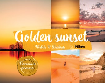 10 Golden sunset presets Lightroom golden hour filters instagram sunset presets  filters for mobile lightroom desktop preset warm yellow