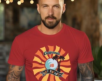 California Surf T-shirt, Abstract Beach Tee, Palm Tree Design