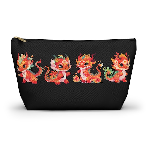 Chinese New Year 2024 Celestial Year of the Dragon 2024 bag, Lunar New Year Cosmetic bag, Chinese New Year Floral Chinese Zodiac Dragon