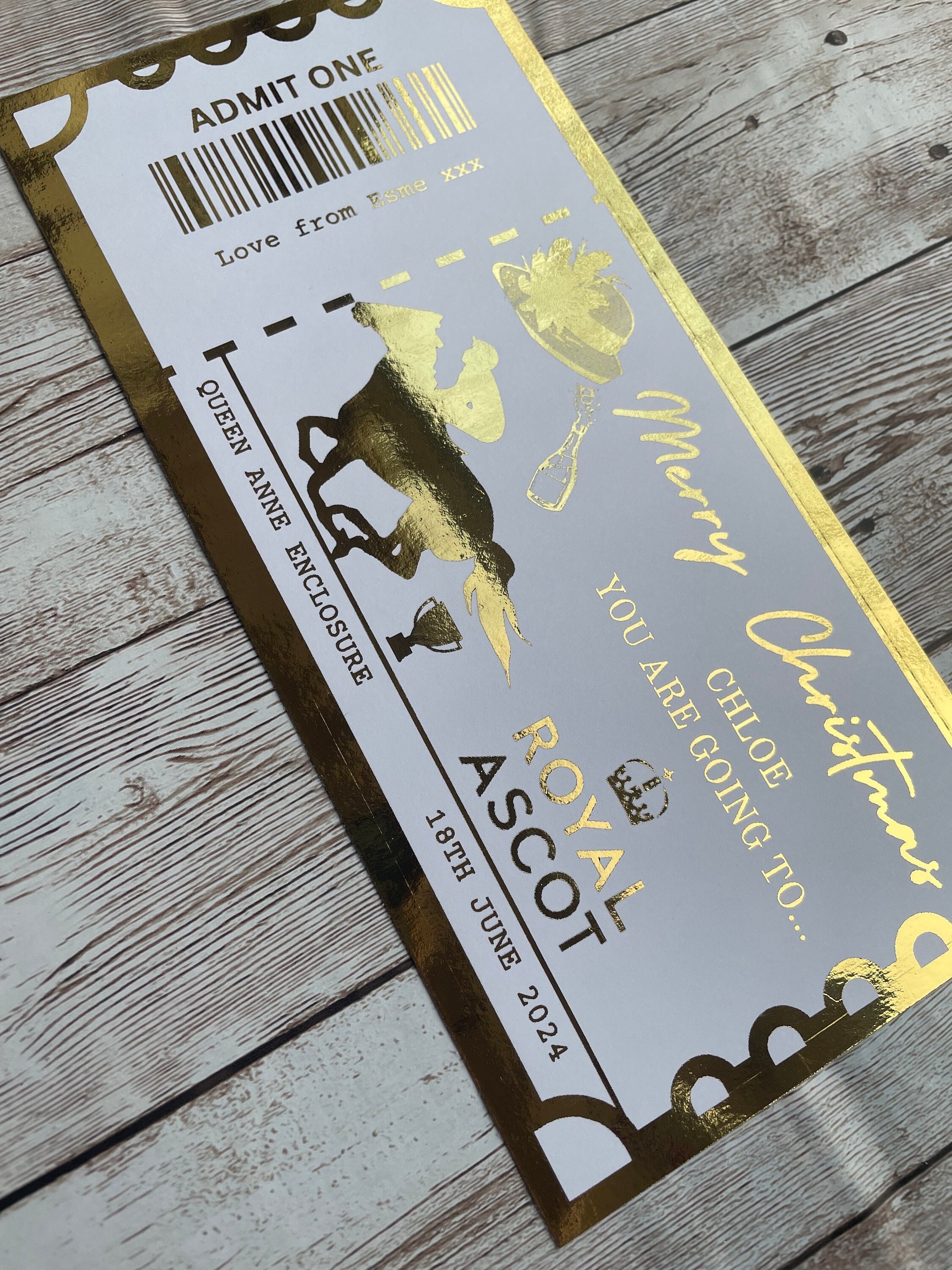 Faux Royal Ascot 2024 Ticket Personalised Themed Foil Ticket Event Ticket Ascot Races Surprise