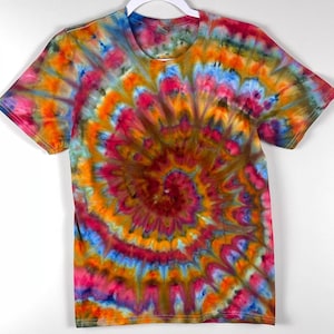 Adult Small Handmade Spiral Tie Dye T-Shirt, Tie Dye Shirt, Short Sleeve Tee